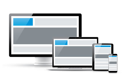 Illustration of responsive web design showing a website layout on various devices